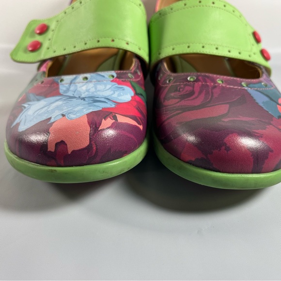 John Fluevog Floral Cleo Shoes with Lime Green Accents - Picture 10 of 12